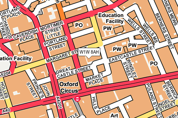 W1W 8AH map - OS OpenMap – Local (Ordnance Survey)