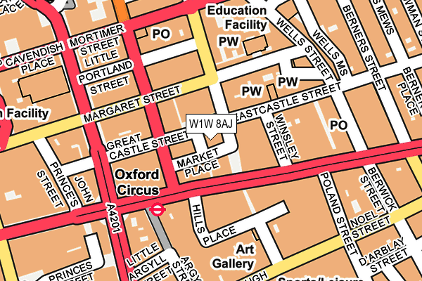 W1W 8AJ map - OS OpenMap – Local (Ordnance Survey)