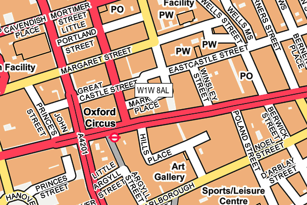 W1W 8AL map - OS OpenMap – Local (Ordnance Survey)