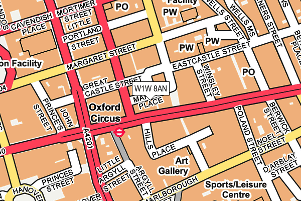 W1W 8AN map - OS OpenMap – Local (Ordnance Survey)