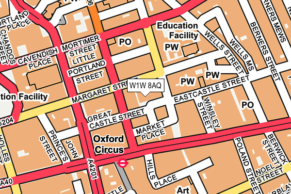 W1W 8AQ map - OS OpenMap – Local (Ordnance Survey)