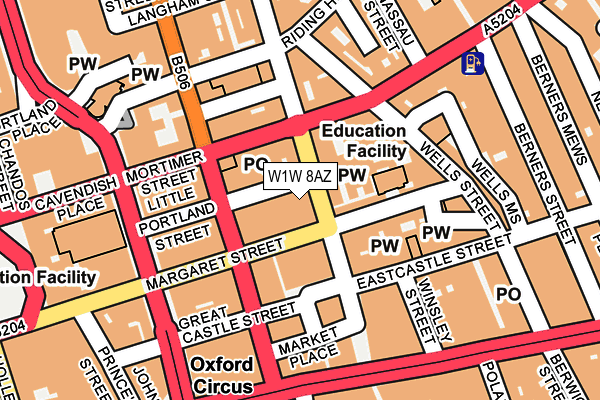 W1W 8AZ map - OS OpenMap – Local (Ordnance Survey)