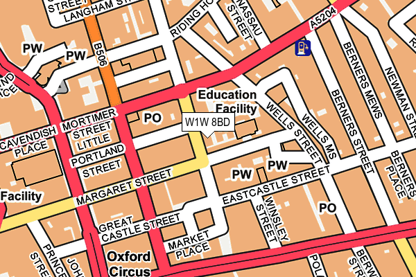 W1W 8BD map - OS OpenMap – Local (Ordnance Survey)