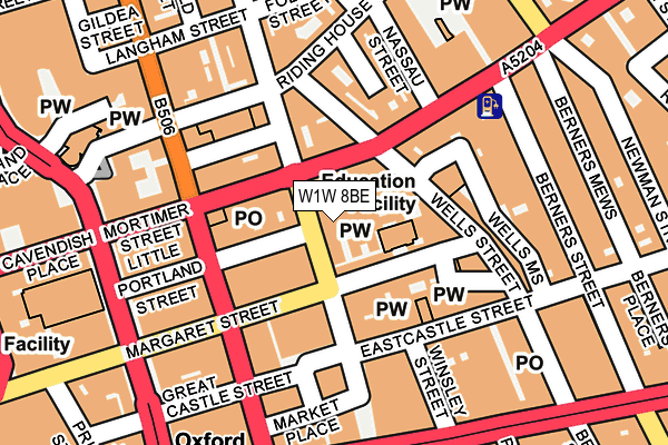 W1W 8BE map - OS OpenMap – Local (Ordnance Survey)