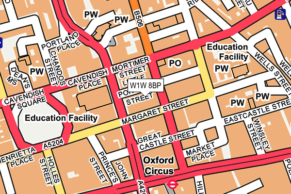 W1W 8BP map - OS OpenMap – Local (Ordnance Survey)