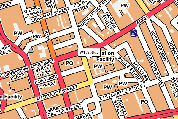 W1W 8BQ map - OS OpenMap – Local (Ordnance Survey)
