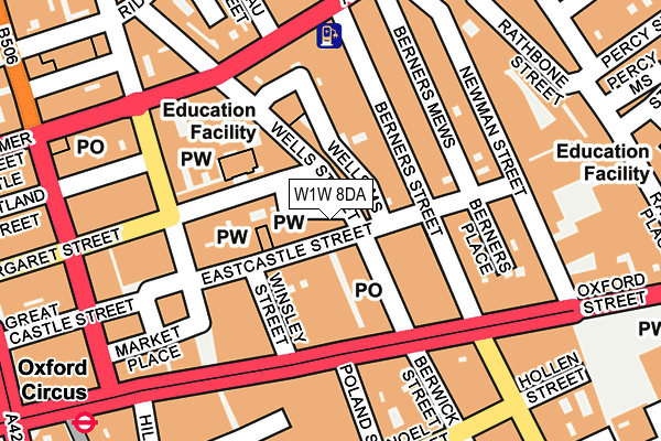 W1W 8DA map - OS OpenMap – Local (Ordnance Survey)
