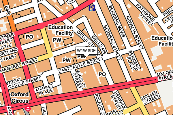 W1W 8DE map - OS OpenMap – Local (Ordnance Survey)