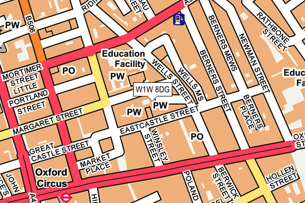 W1W 8DG map - OS OpenMap – Local (Ordnance Survey)