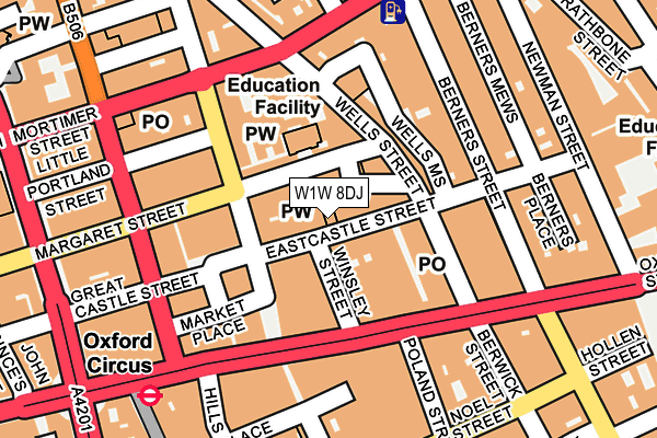 W1W 8DJ map - OS OpenMap – Local (Ordnance Survey)