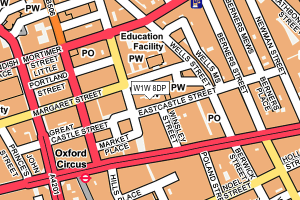 W1W 8DP map - OS OpenMap – Local (Ordnance Survey)