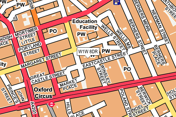 W1W 8DR map - OS OpenMap – Local (Ordnance Survey)