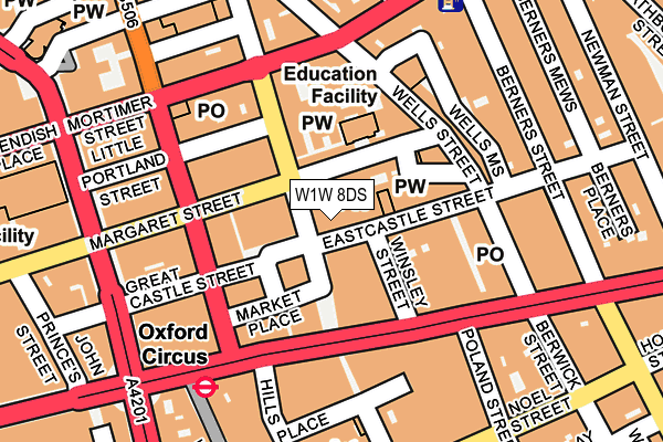 W1W 8DS map - OS OpenMap – Local (Ordnance Survey)