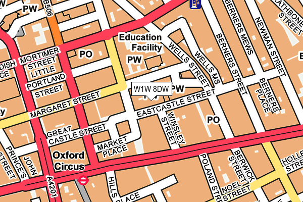 W1W 8DW map - OS OpenMap – Local (Ordnance Survey)