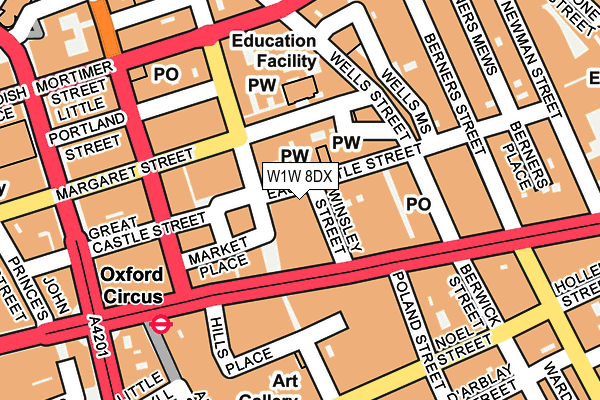 W1W 8DX map - OS OpenMap – Local (Ordnance Survey)