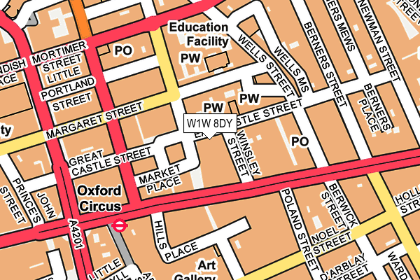 W1W 8DY map - OS OpenMap – Local (Ordnance Survey)