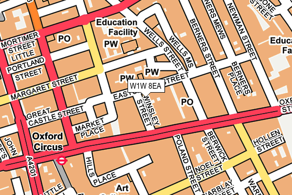 W1W 8EA map - OS OpenMap – Local (Ordnance Survey)