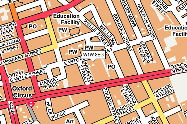 W1W 8EG map - OS OpenMap – Local (Ordnance Survey)