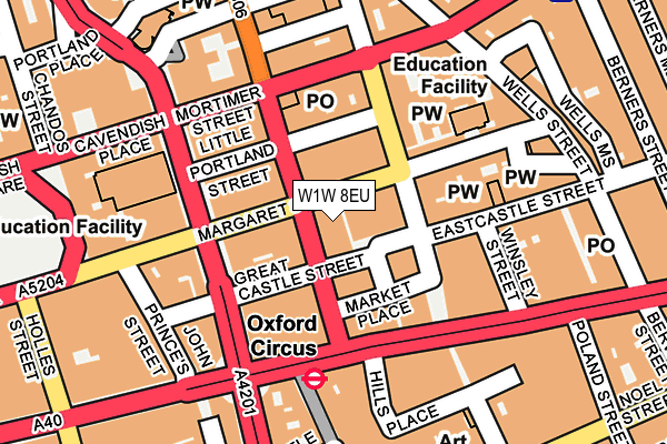 W1W 8EU map - OS OpenMap – Local (Ordnance Survey)