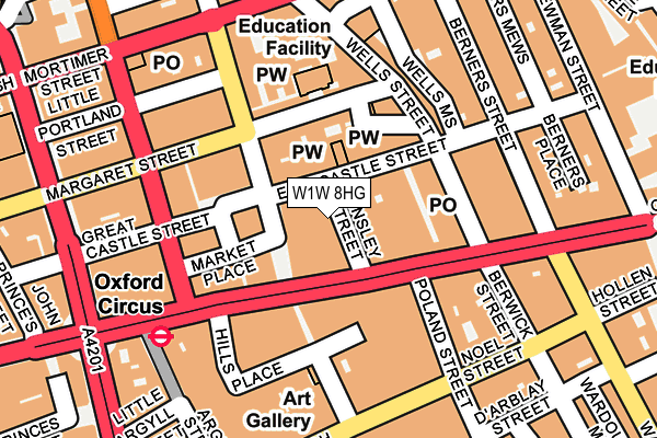 W1W 8HG map - OS OpenMap – Local (Ordnance Survey)