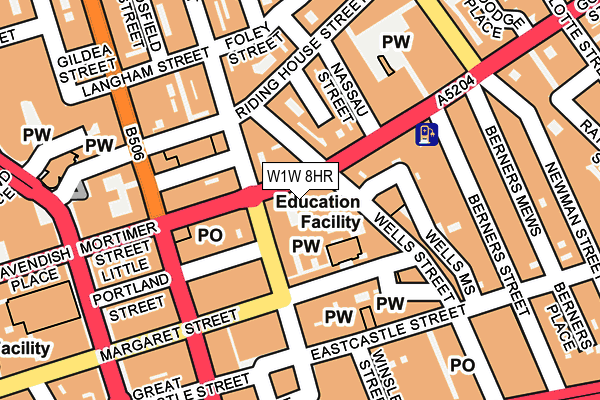 W1W 8HR map - OS OpenMap – Local (Ordnance Survey)