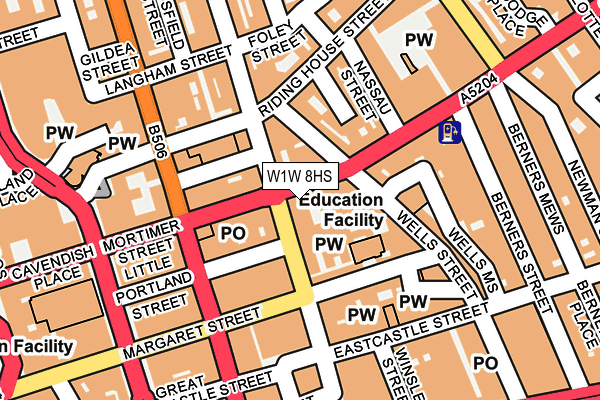 W1W 8HS map - OS OpenMap – Local (Ordnance Survey)