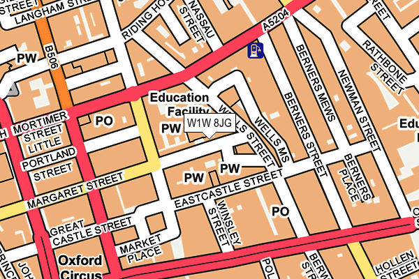 W1W 8JG map - OS OpenMap – Local (Ordnance Survey)