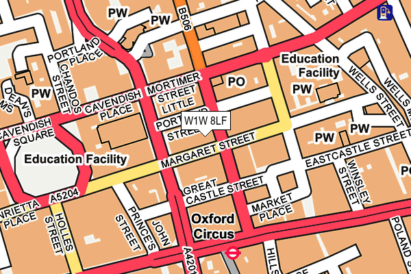 W1W 8LF map - OS OpenMap – Local (Ordnance Survey)