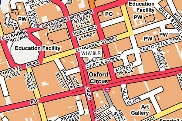 W1W 8LR map - OS OpenMap – Local (Ordnance Survey)