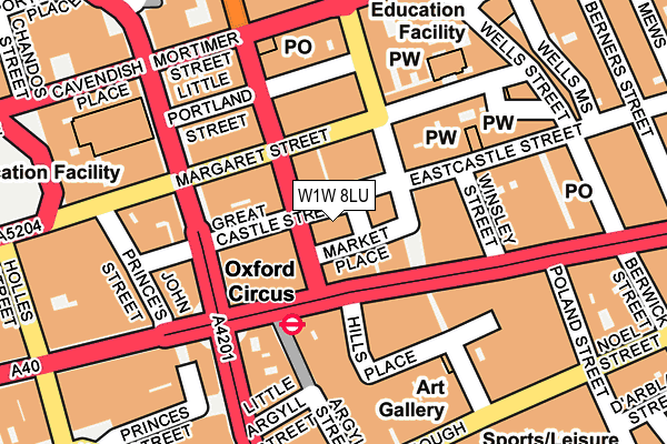 W1W 8LU map - OS OpenMap – Local (Ordnance Survey)