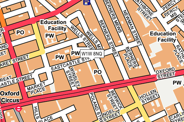 W1W 8NQ map - OS OpenMap – Local (Ordnance Survey)