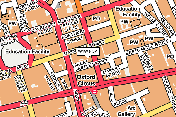 W1W 8QA map - OS OpenMap – Local (Ordnance Survey)