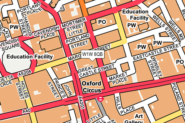 W1W 8QB map - OS OpenMap – Local (Ordnance Survey)