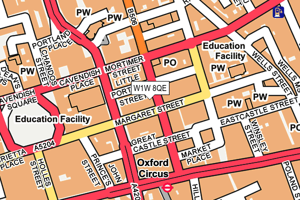 W1W 8QE map - OS OpenMap – Local (Ordnance Survey)