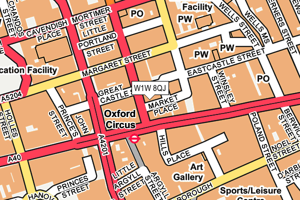 W1W 8QJ map - OS OpenMap – Local (Ordnance Survey)