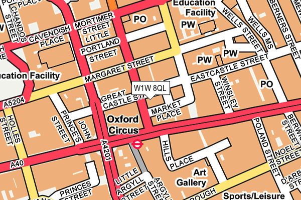 W1W 8QL map - OS OpenMap – Local (Ordnance Survey)