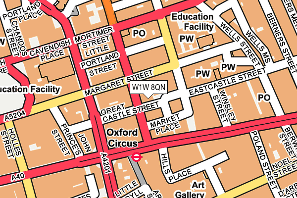 W1W 8QN map - OS OpenMap – Local (Ordnance Survey)