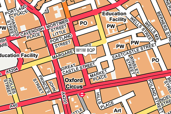 W1W 8QP map - OS OpenMap – Local (Ordnance Survey)