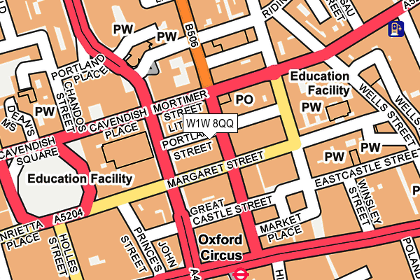 W1W 8QQ map - OS OpenMap – Local (Ordnance Survey)