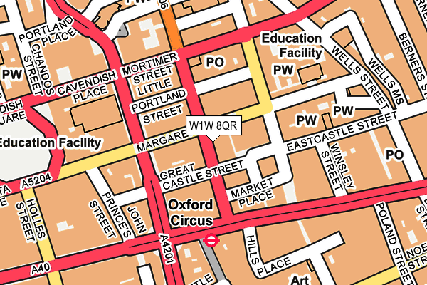 W1W 8QR map - OS OpenMap – Local (Ordnance Survey)