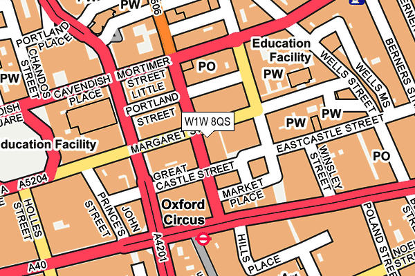 W1W 8QS map - OS OpenMap – Local (Ordnance Survey)