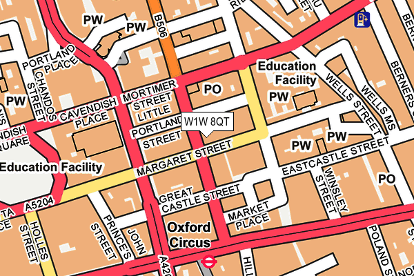 W1W 8QT map - OS OpenMap – Local (Ordnance Survey)