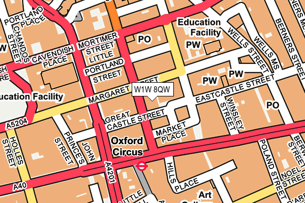 W1W 8QW map - OS OpenMap – Local (Ordnance Survey)