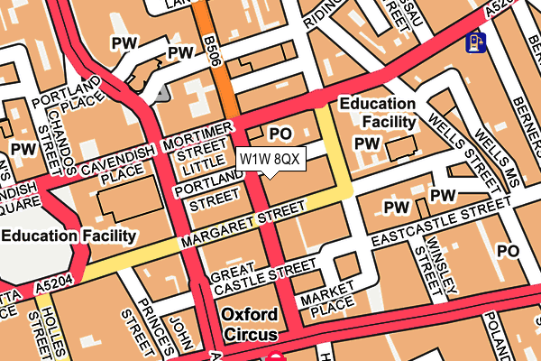 W1W 8QX map - OS OpenMap – Local (Ordnance Survey)
