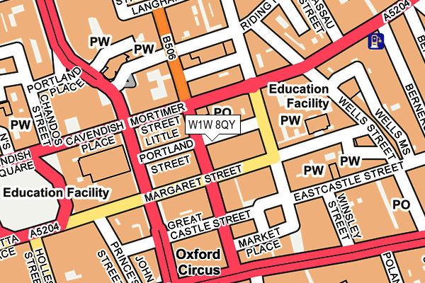 W1W 8QY map - OS OpenMap – Local (Ordnance Survey)