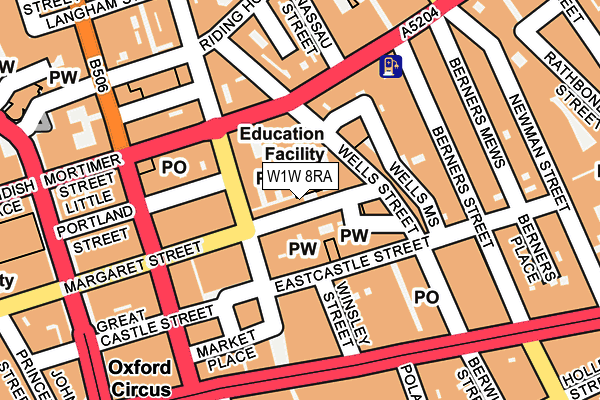 W1W 8RA map - OS OpenMap – Local (Ordnance Survey)