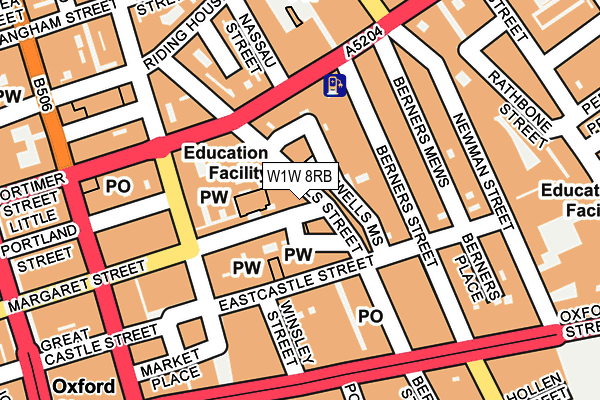 W1W 8RB map - OS OpenMap – Local (Ordnance Survey)
