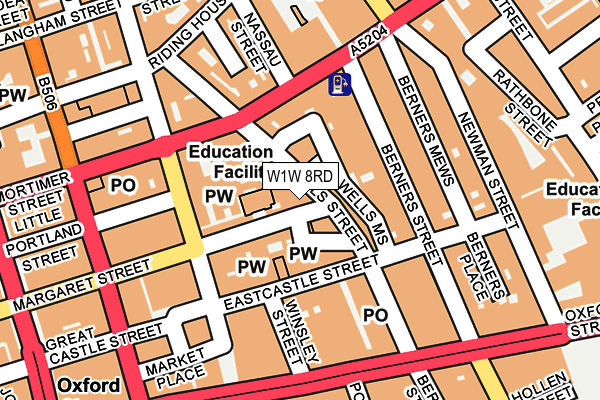 W1W 8RD map - OS OpenMap – Local (Ordnance Survey)