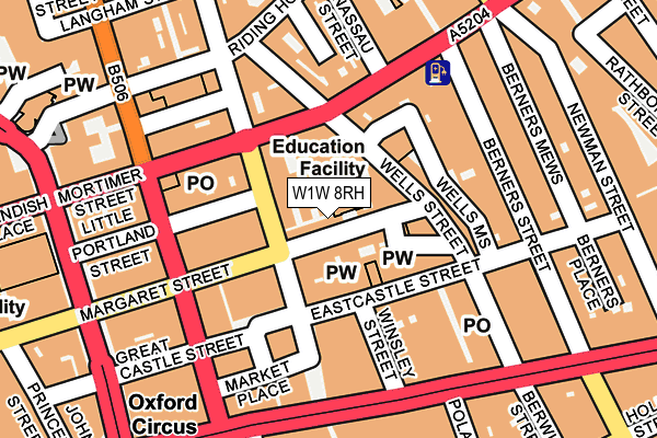 W1W 8RH map - OS OpenMap – Local (Ordnance Survey)