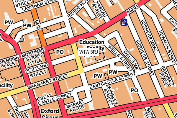 W1W 8RJ map - OS OpenMap – Local (Ordnance Survey)